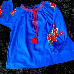 Eloquii embroidered top with tassels, size 18